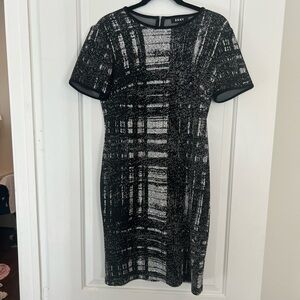 DKNY black and white patterned shirt dress
